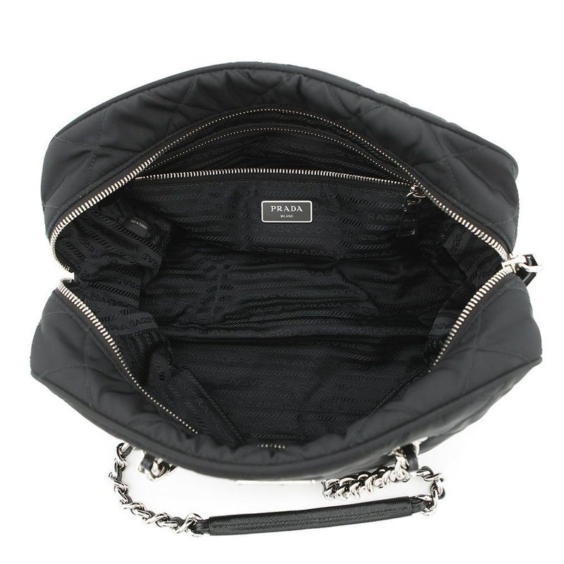 プラダ チェーンショルダーバッグ キルティング ナイロン ブラック 1BB903 PRADA バッグ 黒