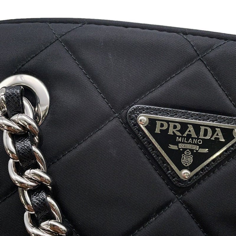 プラダ チェーンショルダーバッグ キルティング ナイロン ブラック 1BB903 PRADA バッグ 黒