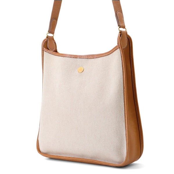 エルメス ショルダーバッグ ヴェスパPM ゴールド/ゴールド金具 トワルアッシュ/レザー □B刻印