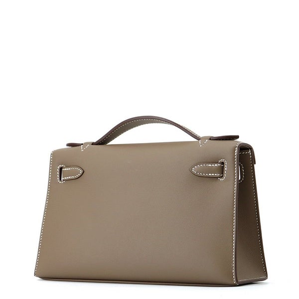 エルメス ハンドバッグ ポシェットケリー エトゥープ/シルバー金具 スイフト W刻印 HERMES バッグ