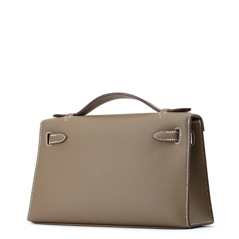 エルメス ハンドバッグ ポシェットケリー エトゥープ/シルバー金具 スイフト W刻印 HERMES バッグ