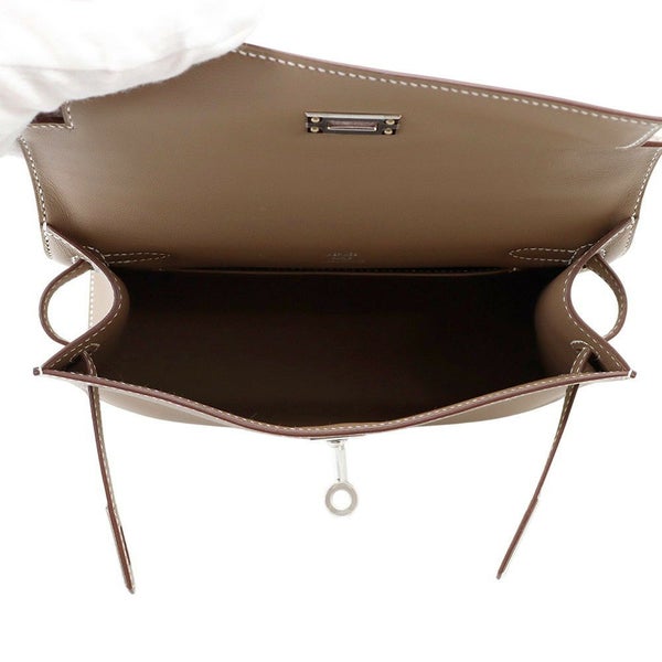 エルメス ハンドバッグ ポシェットケリー エトゥープ/シルバー金具 スイフト W刻印 HERMES バッグ