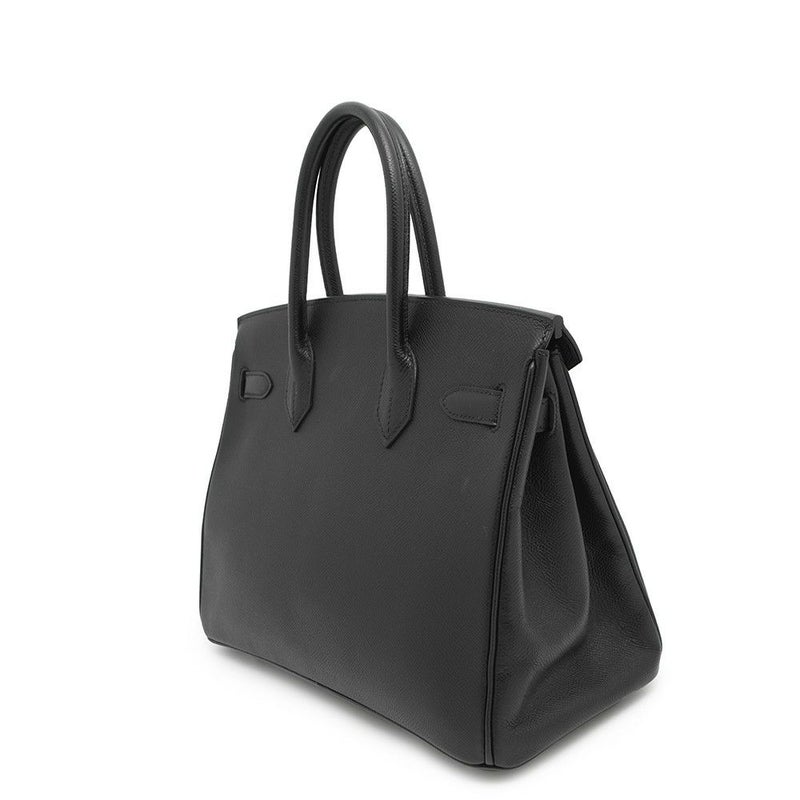 エルメス バーキン30 ブラック/シルバー金具 エプソン □K刻印 HERMES Birkin ハンドバッグ 黒