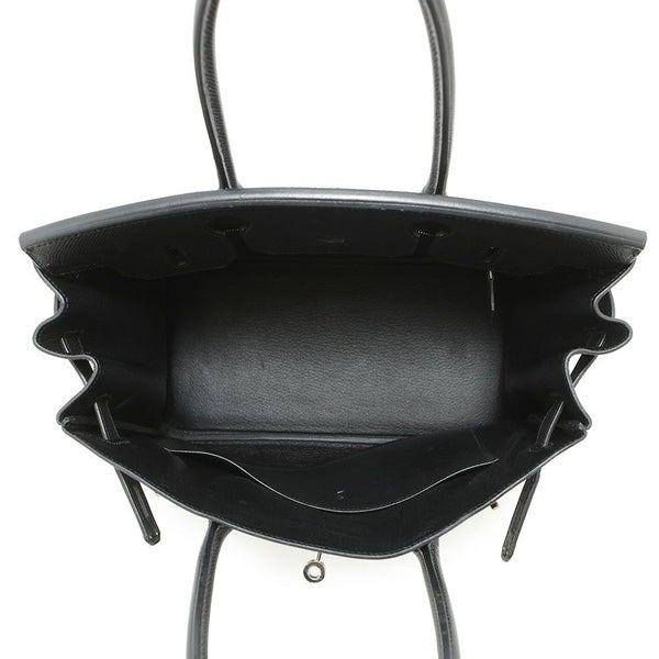 エルメス バーキン30 ブラック/シルバー金具 エプソン □K刻印 HERMES Birkin ハンドバッグ 黒