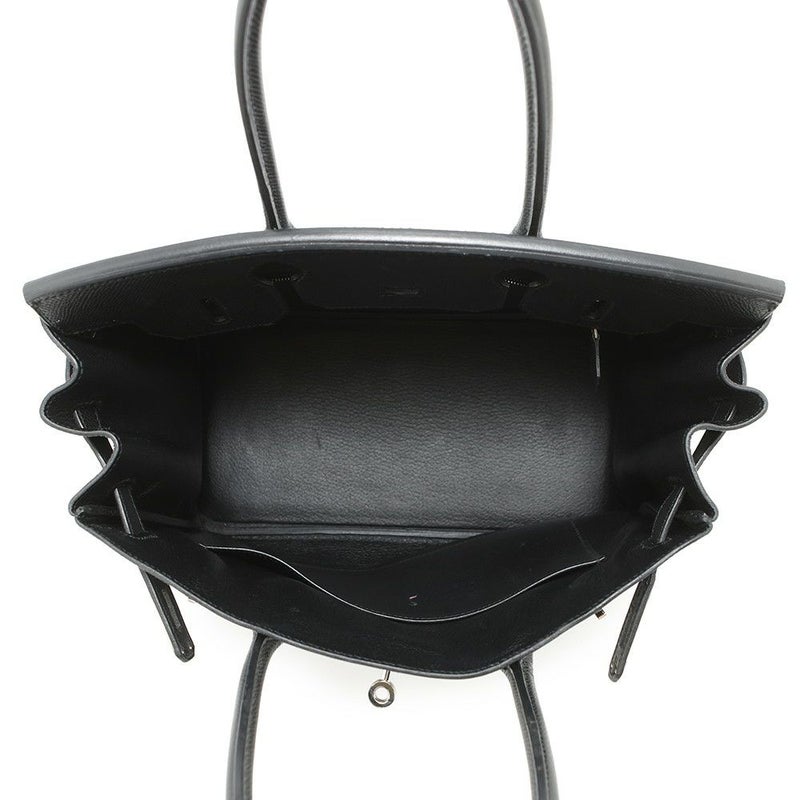 エルメス バーキン30 ブラック/シルバー金具 エプソン □K刻印 HERMES Birkin ハンドバッグ 黒