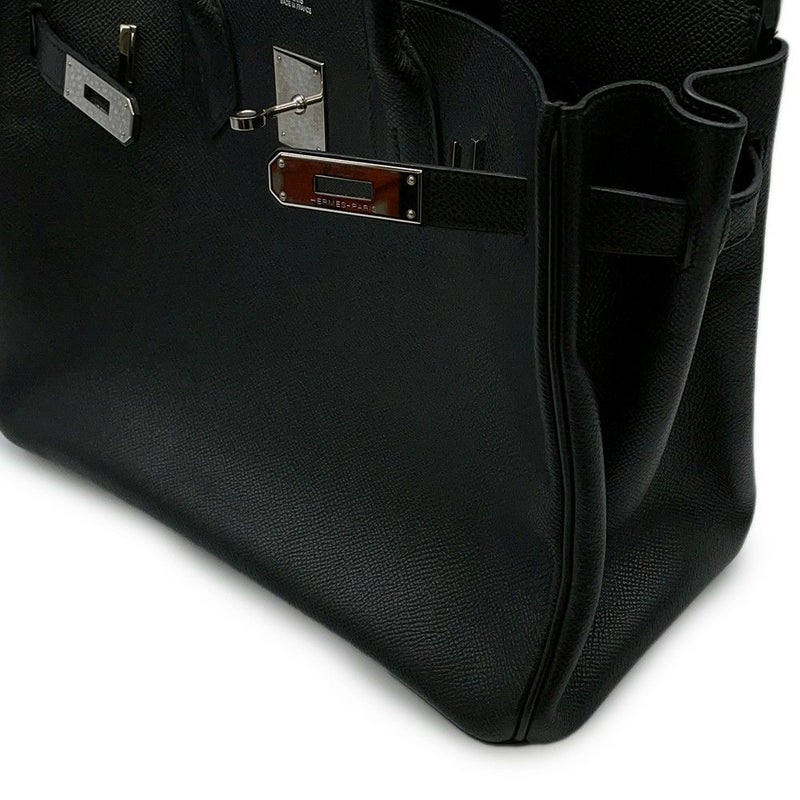 エルメス バーキン30 ブラック/シルバー金具 エプソン □K刻印 HERMES Birkin ハンドバッグ 黒