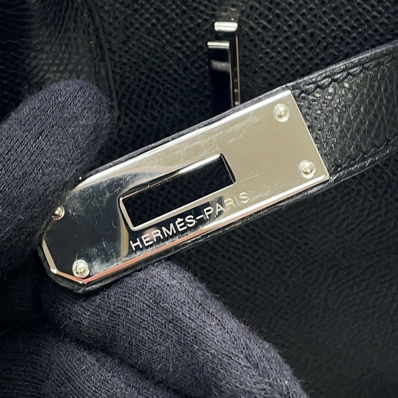 エルメス バーキン30 ブラック/シルバー金具 エプソン □K刻印 HERMES Birkin ハンドバッグ 黒