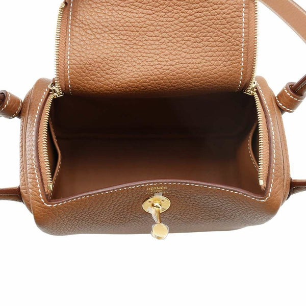 エルメス リンディ ミニ ゴールド/ゴールド金具 トリヨンクレマンス W刻印 HERMES 2wayショルダー