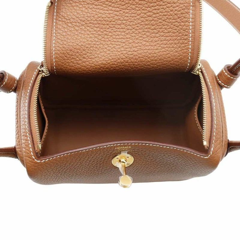 エルメス リンディ ミニ ゴールド/ゴールド金具 トリヨンクレマンス W刻印 HERMES 2wayショルダー