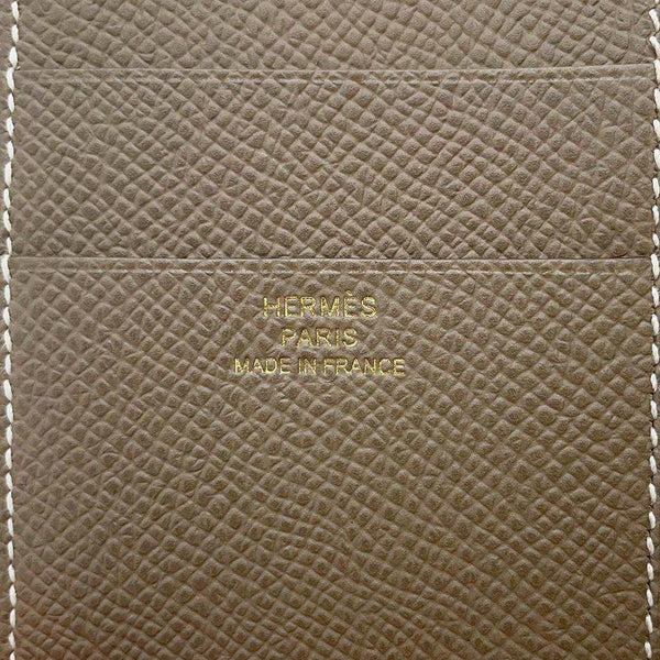 エルメス 三つ折り財布 ベアンコンビネ エトゥープ/ゴールド金具 ヴォーエプソン W刻印 財布