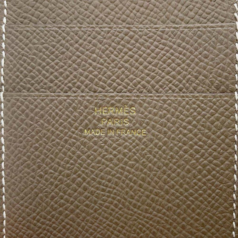 エルメス 三つ折り財布 ベアンコンビネ エトゥープ/ゴールド金具 ヴォーエプソン W刻印 財布