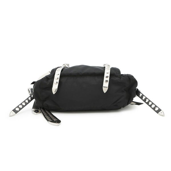 プラダ ショルダーバッグ スタッズ ナイロン レザー 1BD118 PRADA 斜め掛け 黒
