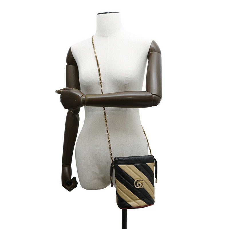 グッチ チェーンショルダーバッグ GGマーモント ミニバケットバッグ 573817 GUCCI キルティング 黒