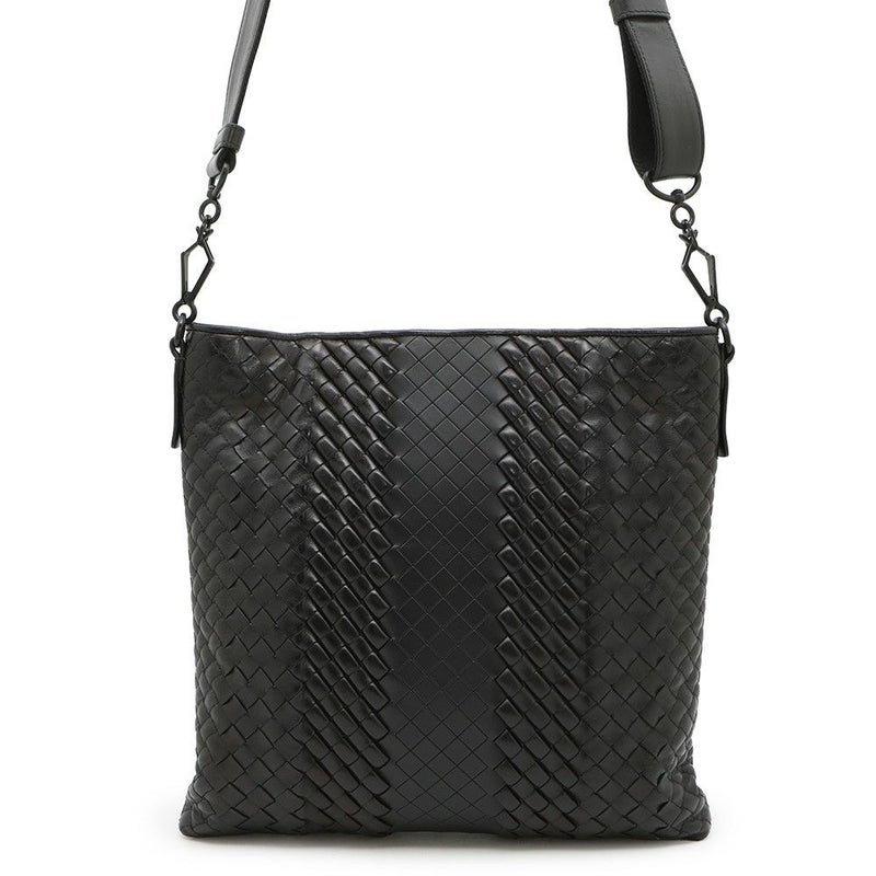ボッテガヴェネタ ショルダーバッグ イントレチャート レザー BOTTEGA VENETA バッグ 黒