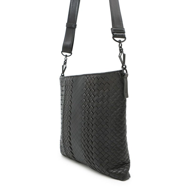 ボッテガヴェネタ ショルダーバッグ イントレチャート レザー BOTTEGA VENETA バッグ 黒