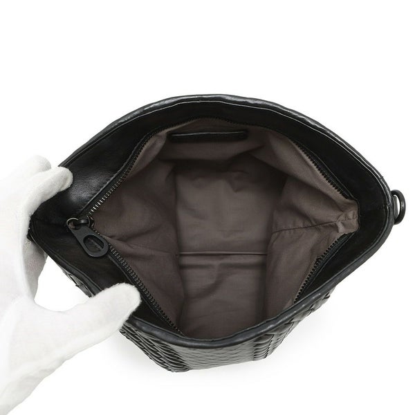 ボッテガヴェネタ ショルダーバッグ イントレチャート レザー BOTTEGA VENETA バッグ 黒