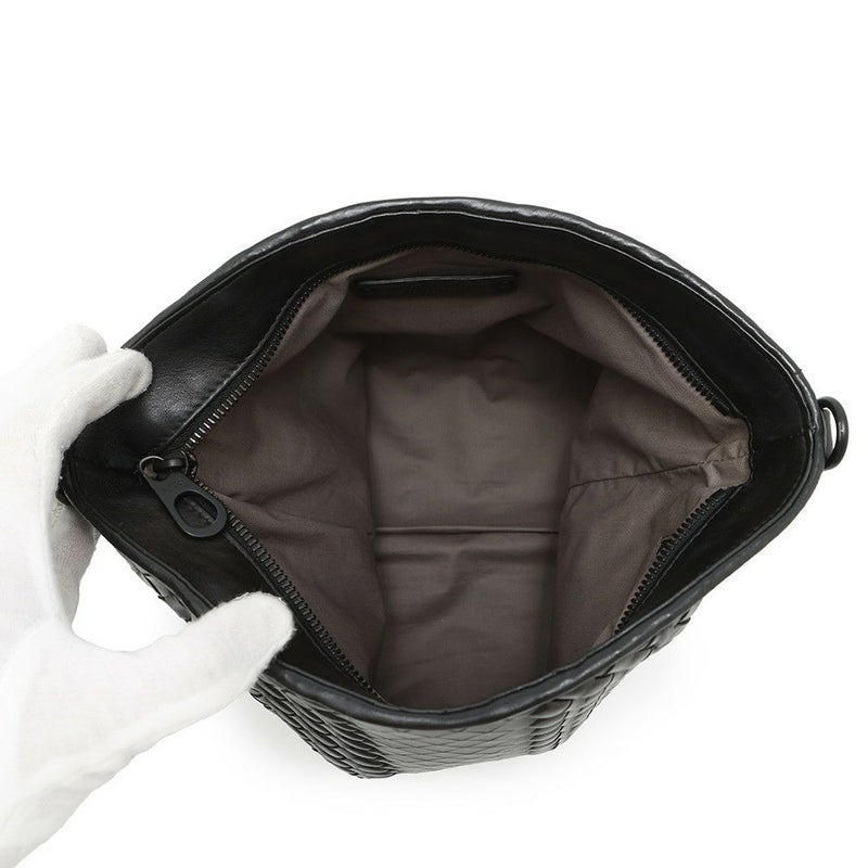 ボッテガヴェネタ ショルダーバッグ イントレチャート レザー BOTTEGA VENETA バッグ 黒