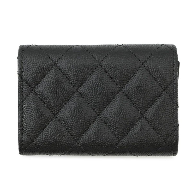 シャネル 三つ折り財布 マトラッセ ココマーク スモール フラップ キャビアスキン/ラインストーン AP3518 CHANEL 黒
