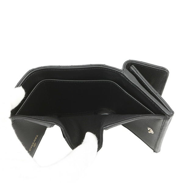 シャネル 三つ折り財布 マトラッセ ココマーク スモール フラップ キャビアスキン/ラインストーン AP3518 CHANEL 黒