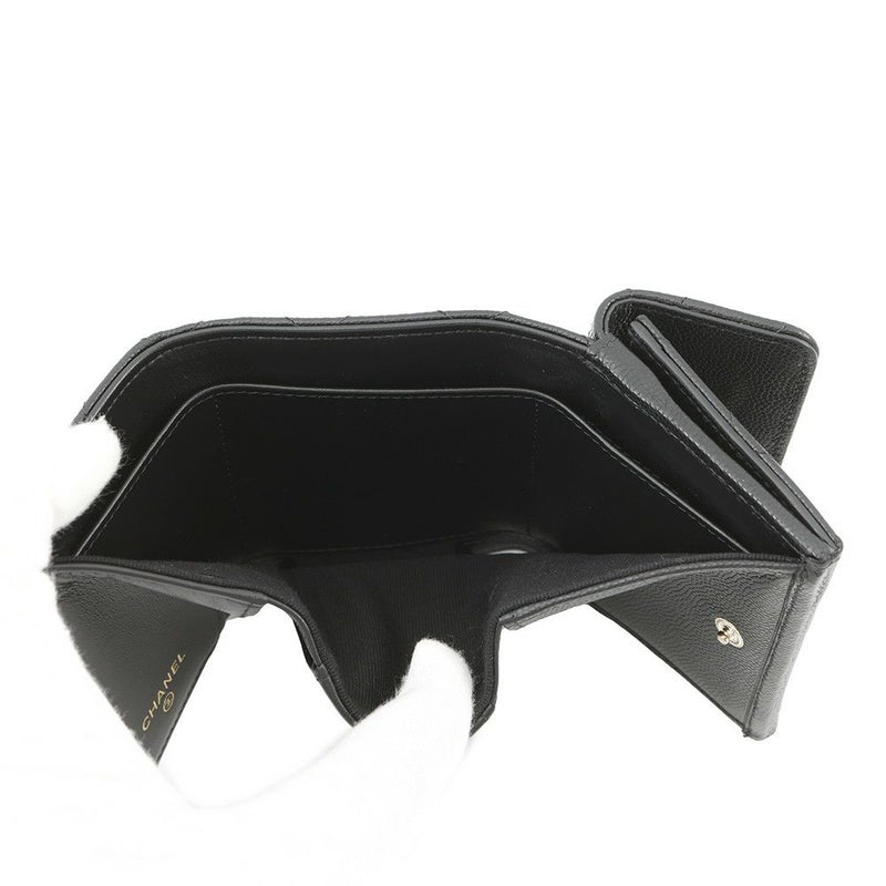 シャネル 三つ折り財布 マトラッセ ココマーク スモール フラップ キャビアスキン/ラインストーン AP3518 CHANEL 黒