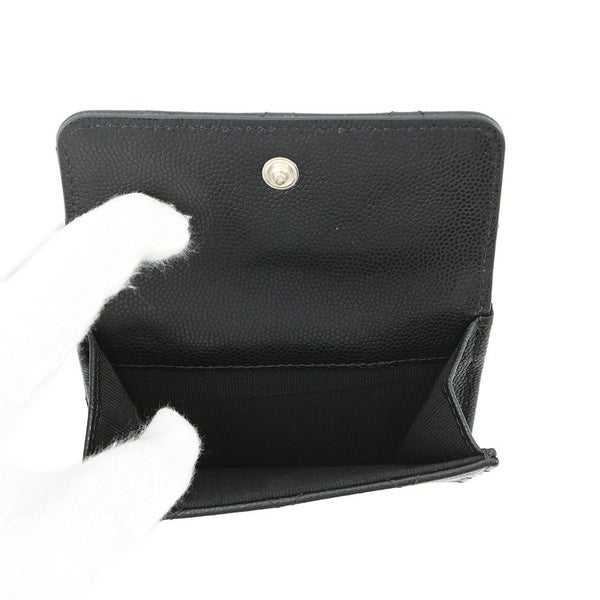 シャネル 三つ折り財布 マトラッセ ココマーク スモール フラップ キャビアスキン/ラインストーン AP3518 CHANEL 黒