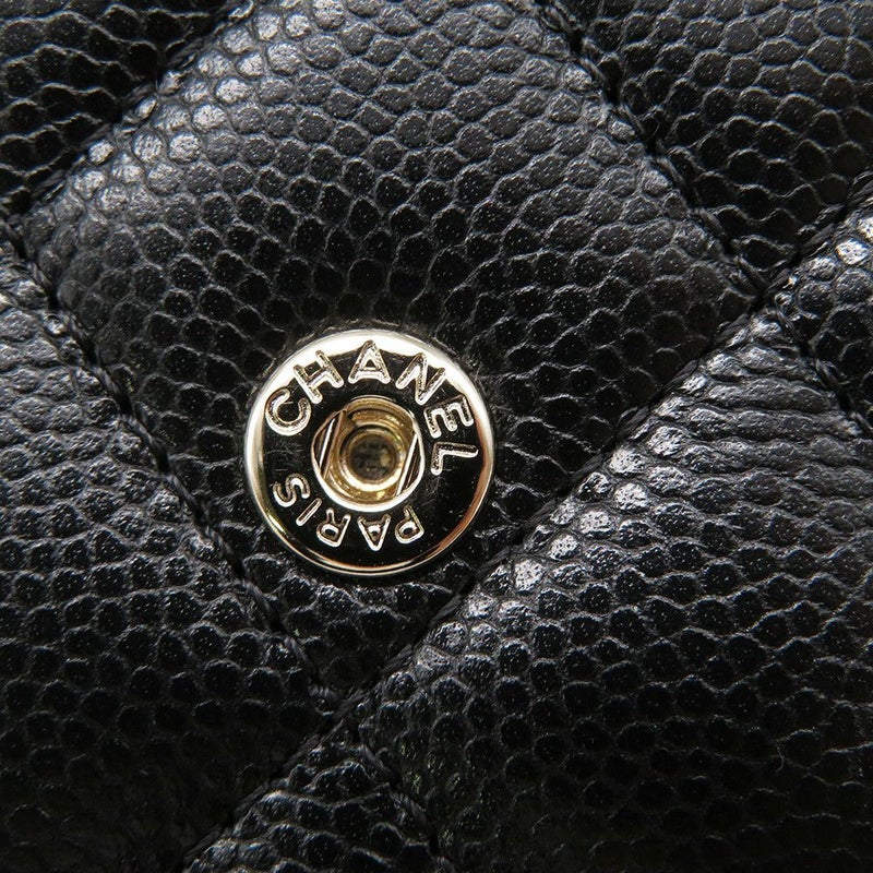 シャネル 三つ折り財布 マトラッセ ココマーク スモール フラップ キャビアスキン/ラインストーン AP3518 CHANEL 黒