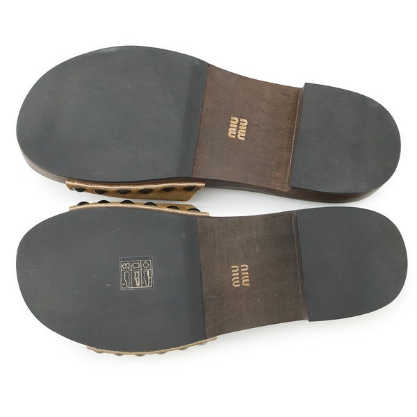 ミュウミュウ サンダル 色褪せ加工 クロッグ スエード ウッドソール レディースサイズ37 5Z425E MIUMIU 靴