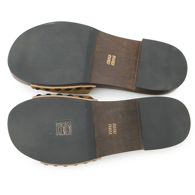 ミュウミュウ サンダル 色褪せ加工 クロッグ スエード ウッドソール レディースサイズ37 5Z425E MIUMIU 靴