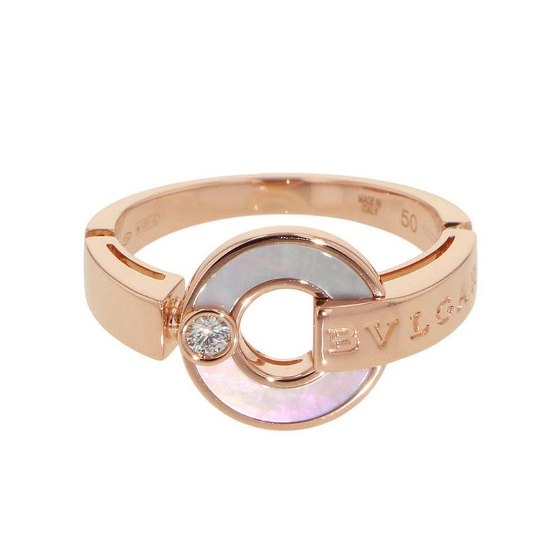 ブルガリ リング ブルガリ・ブルガリ オープンワーク リング マザーオブパール ダイヤ 0.04ct K18PG サイズ50 357533 指輪
