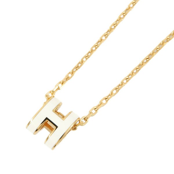 エルメス ネックレス ミニ・ポップアッシュ ホワイト/ゴールド金具 HERMES アクセサリー 白