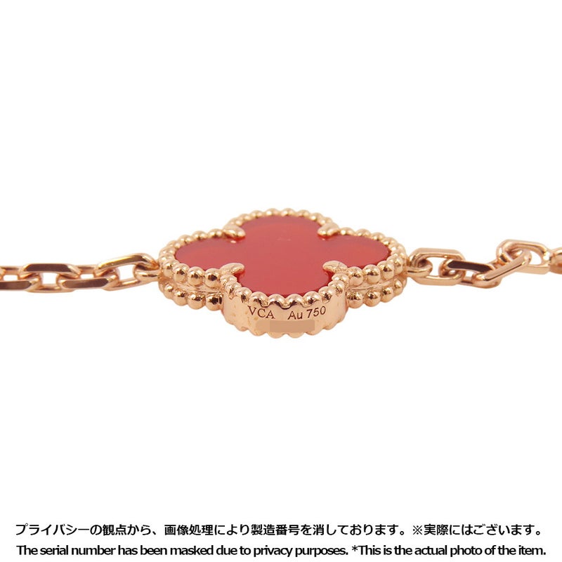 ヴァンクリーフ&アーペル ネックレス ヴィンテージ アルハンブラ ロングネックレス 20モチーフ ギヨシェ カーネリアン K18PG