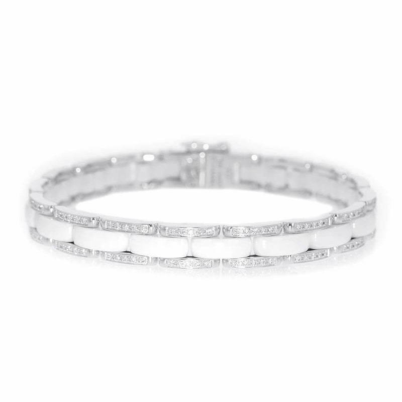 シャネル ブレスレット ウルトラ コレクション ダイヤモンド K18WGホワイトゴールド ホワイトセラミック サイズ17 J2931