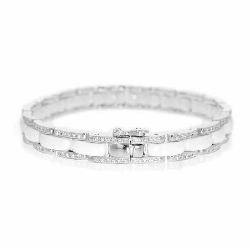 シャネル ブレスレット ウルトラ コレクション ダイヤモンド K18WGホワイトゴールド ホワイトセラミック サイズ17 J2931