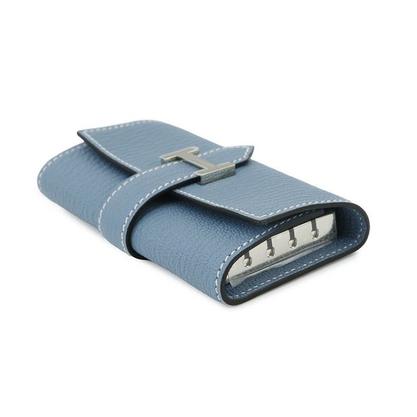 エルメス 4連キーケース ベアン ニュー ブルージーン/シルバー金具 シェブルミゾル W刻印 HERMES