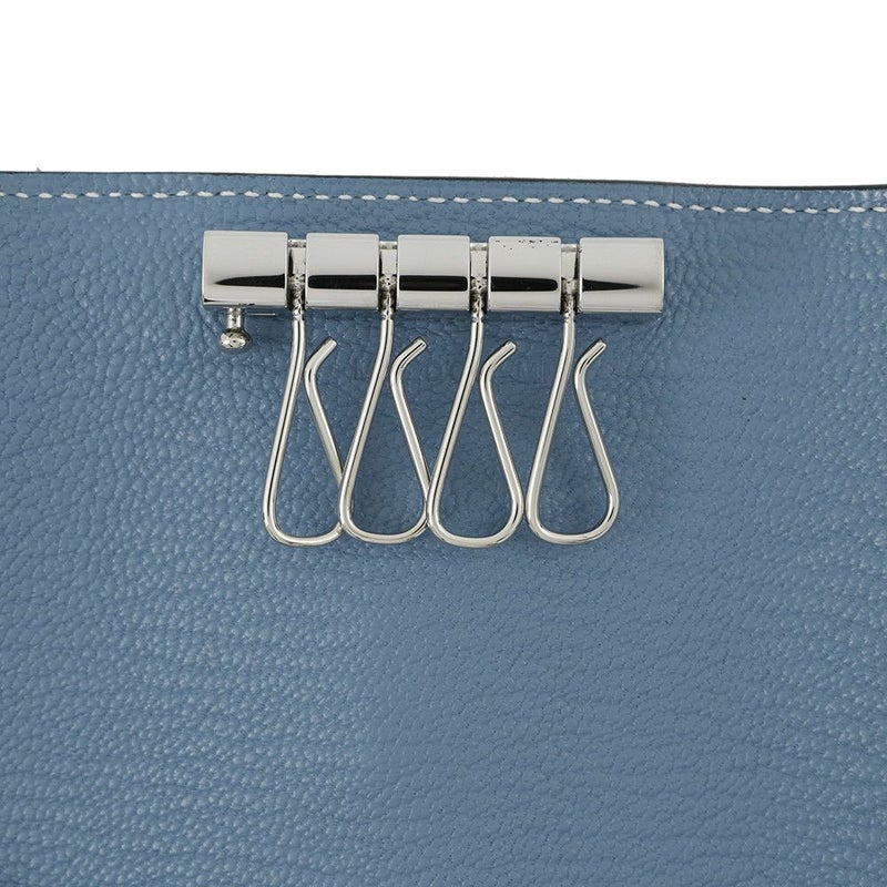 エルメス 4連キーケース ベアン ニュー ブルージーン/シルバー金具 シェブルミゾル W刻印 HERMES