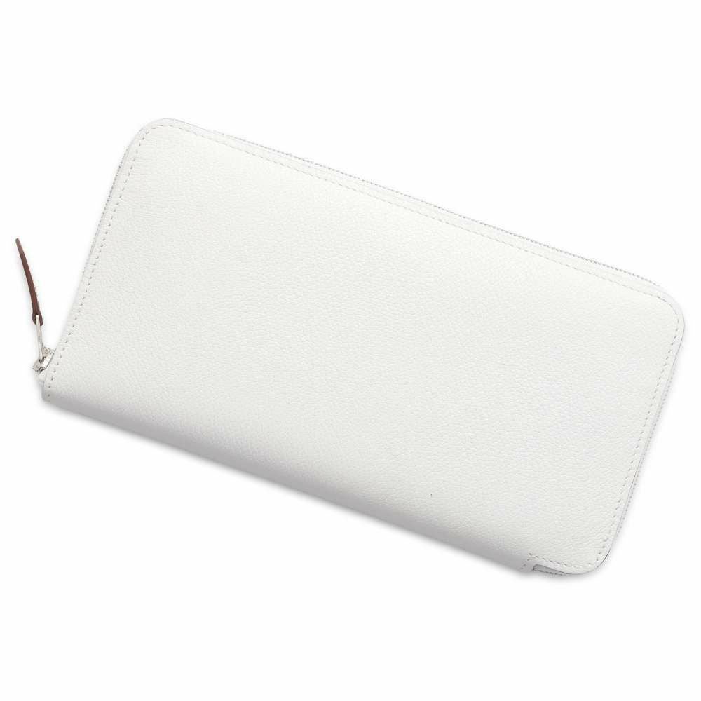 エルメス 長財布 アザップロング シルクイン  ニューホワイト/シルバー金具 エバーカラー B刻印 白 エルメス 長財布 アザップロング シルクイン ニューホワイト/シルバー