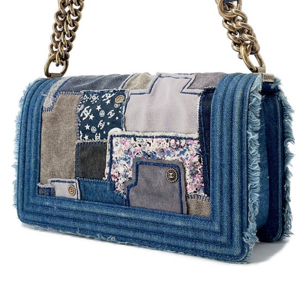 シャネル チェーンショルダーバッグ ココマーク ボーイシャネル パッチワーク デニム A92867 CHANEL BOY CHANEL