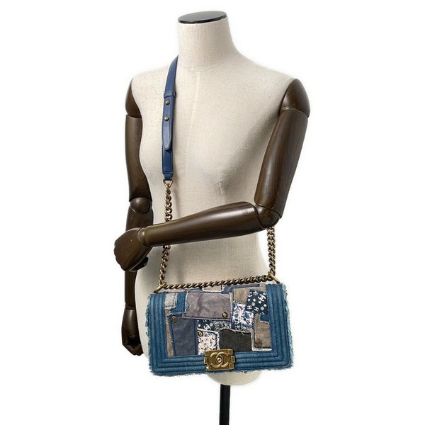 シャネル チェーンショルダーバッグ ココマーク ボーイシャネル パッチワーク デニム A92867 CHANEL BOY CHANEL