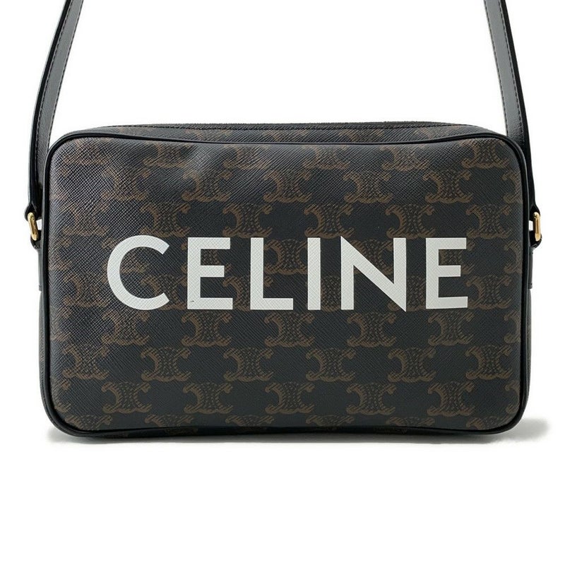 セリーヌ ショルダーバッグ トリオンフ ホリゾンタル ミディアム メッセンジャーバッグ PVC 194502CIM.38NO CELINE 黒