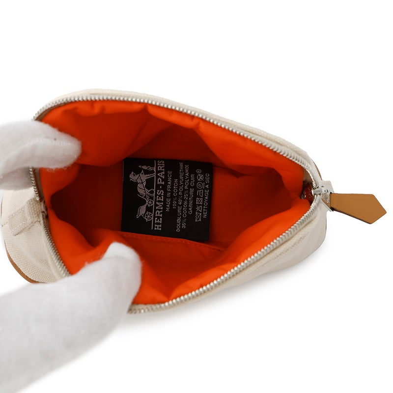 エルメス ポーチ ボリードポーチ ミニミニ ナチュラル/シルバー金具 コットン HERMES 小物入れ