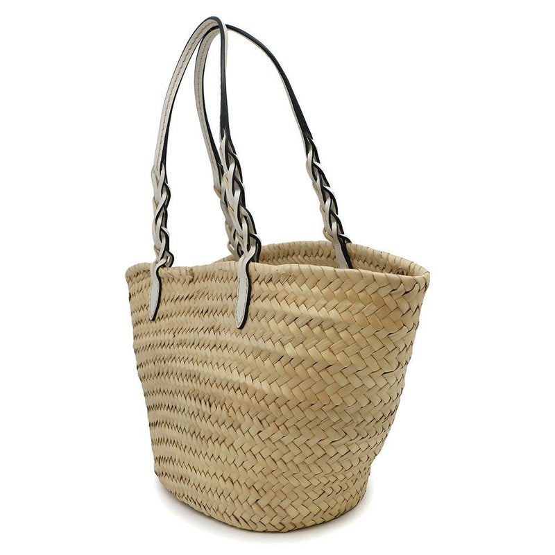 プラダ トートバッグ ウーブンパーム かごバッグ ストロー 1BG314 PRADA 白