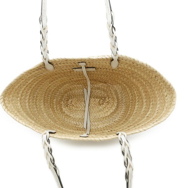 プラダ トートバッグ ウーブンパーム かごバッグ ストロー 1BG314 PRADA 白