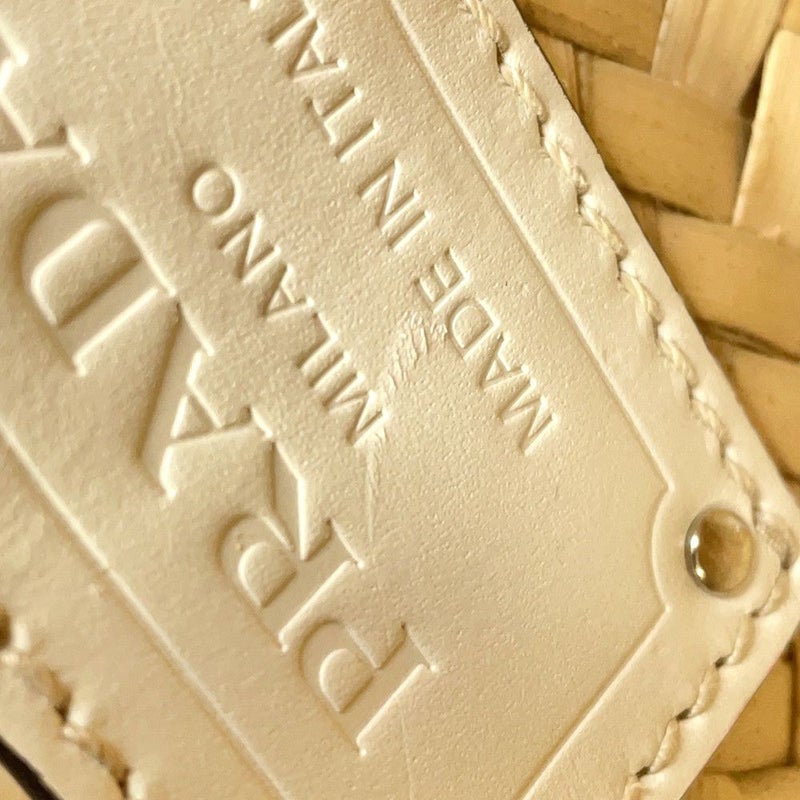 プラダ トートバッグ ウーブンパーム かごバッグ ストロー 1BG314 PRADA 白