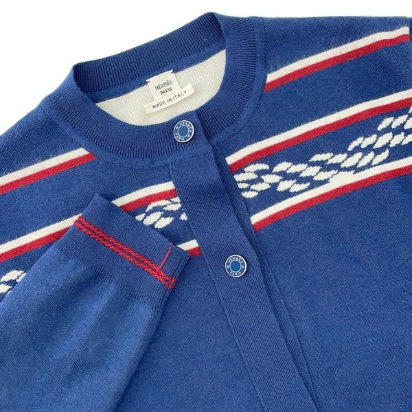 エルメス カーディガン カノエH カシミヤ シルク レディースサイズ38 HERMES