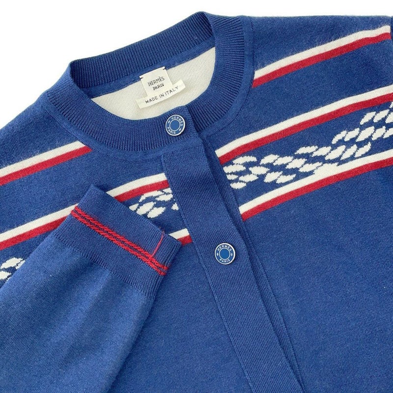 エルメス カーディガン カノエH カシミヤ シルク レディースサイズ38 HERMES