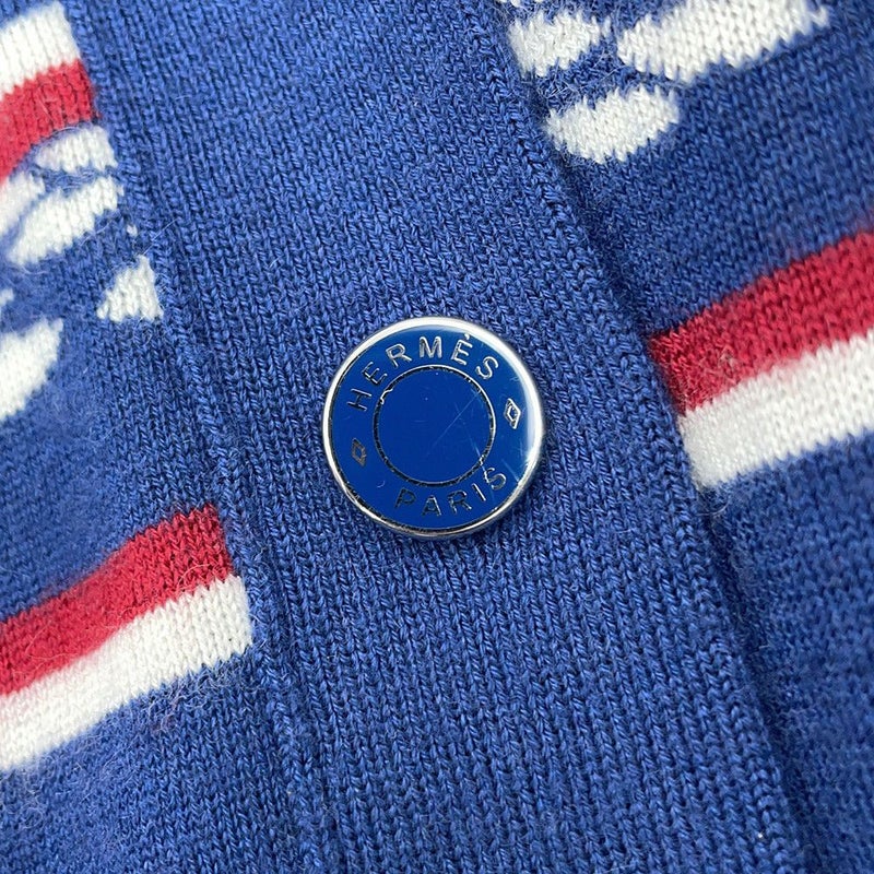 エルメス カーディガン カノエH カシミヤ シルク レディースサイズ38 HERMES