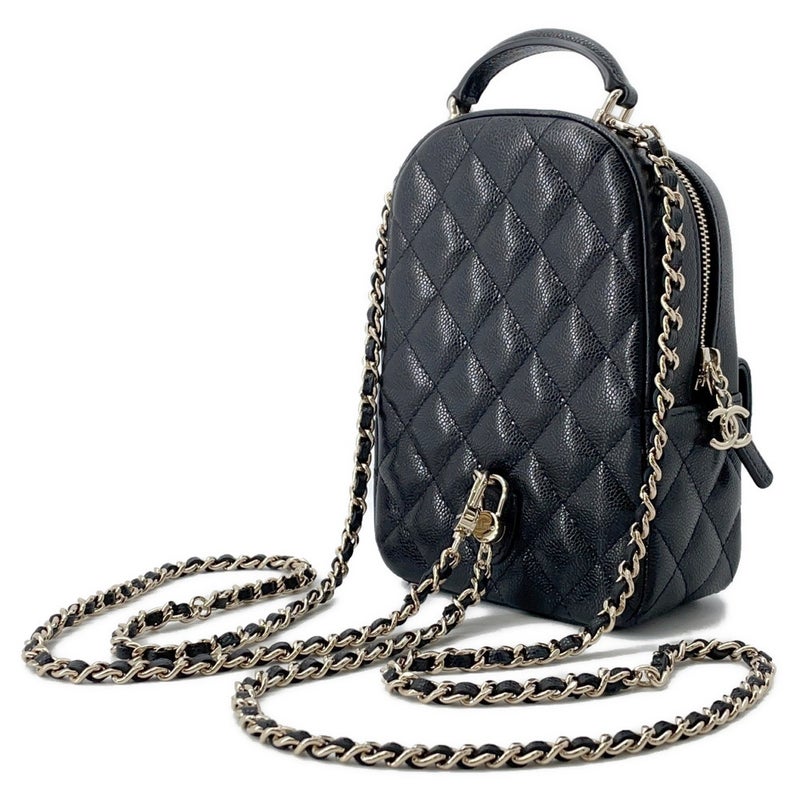 シャネル リュック マトラッセ ココマーク キャビアスキン ミニ AP3753 CHANEL 2way バッグ バックパック 黒