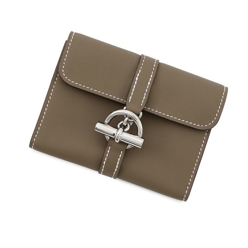 エルメス コインケース グレナン コンパクト ウォレット エトゥープ/シルバー金具 スイフト/シェブルミゾル K刻印