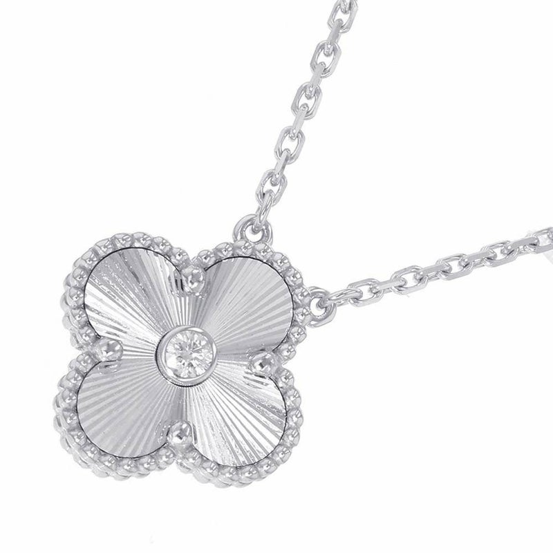 ヴァンクリーフ&アーペル ネックレス ヴィンテージ アルハンブラ ギヨシェ ダイヤ 1P K18WG VCARP6L800 2020年ホリデー限定