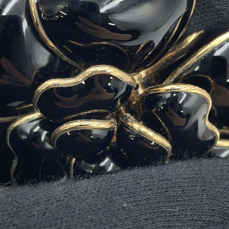 シャネル ブローチ ココマーク カメリア チェーン CHANEL アクセサリー 黒